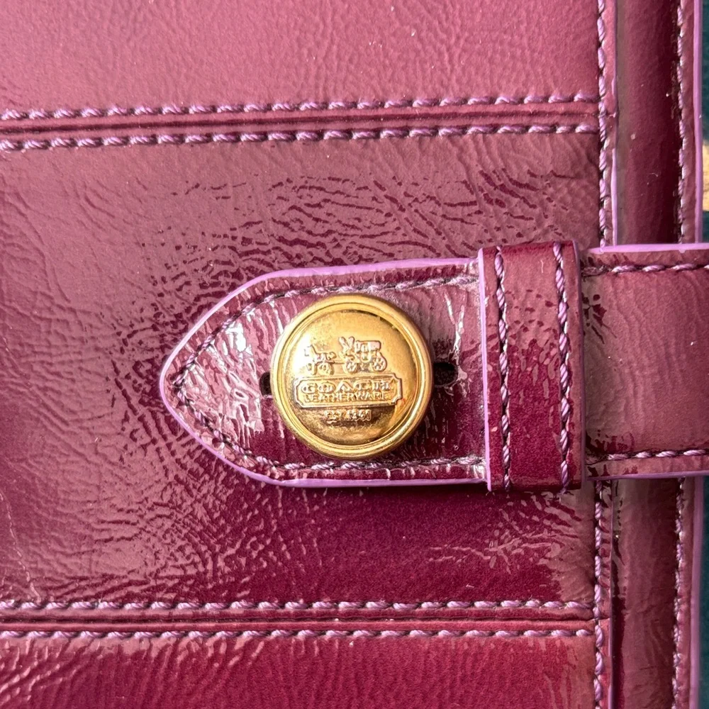 Coach Glossy Patent Agenda Cover in Wine - Picture 2 of 8